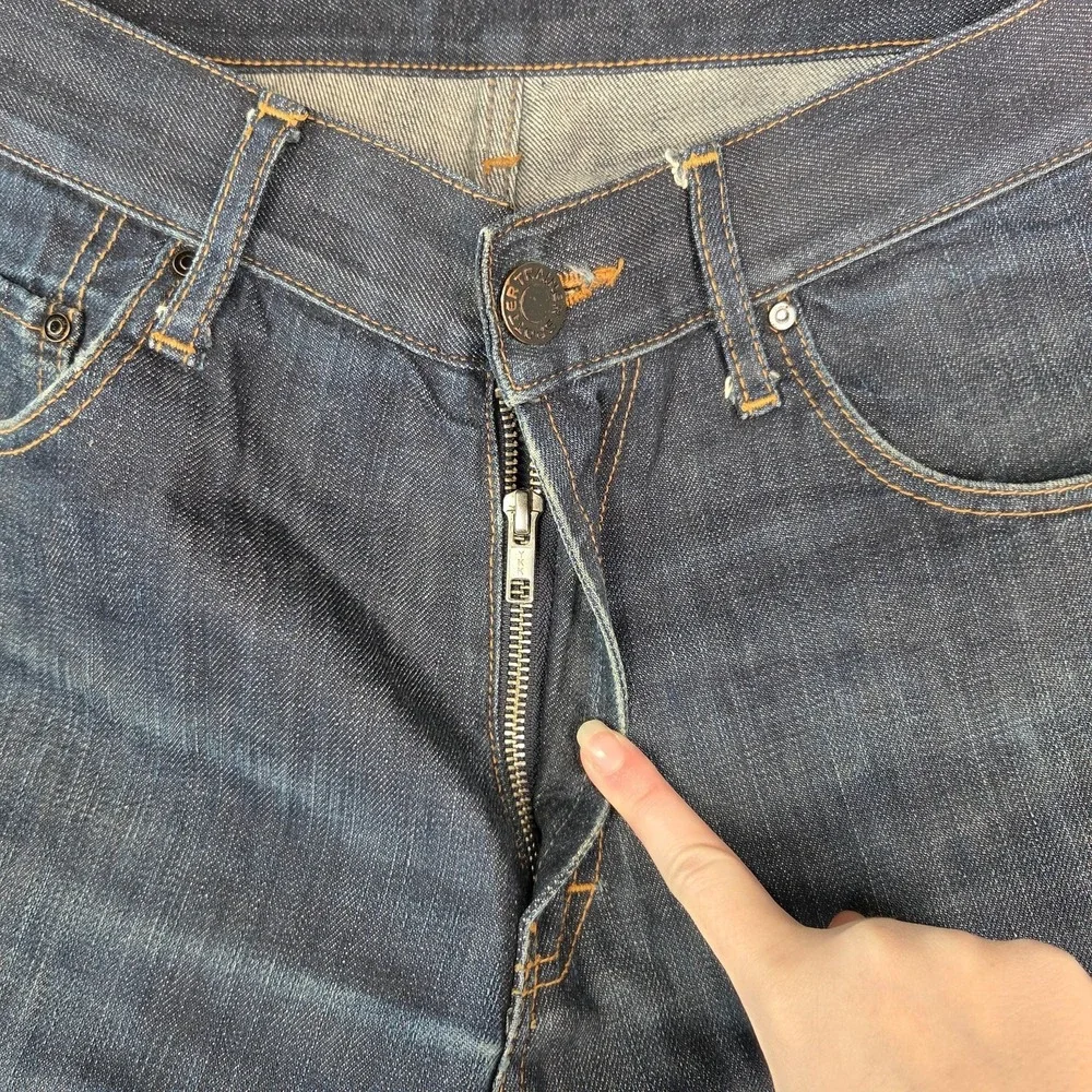 Selvedge Denim Jeans Mens‎ Blue Dark Wash Straight Leg Zip Fly Fits 30x30